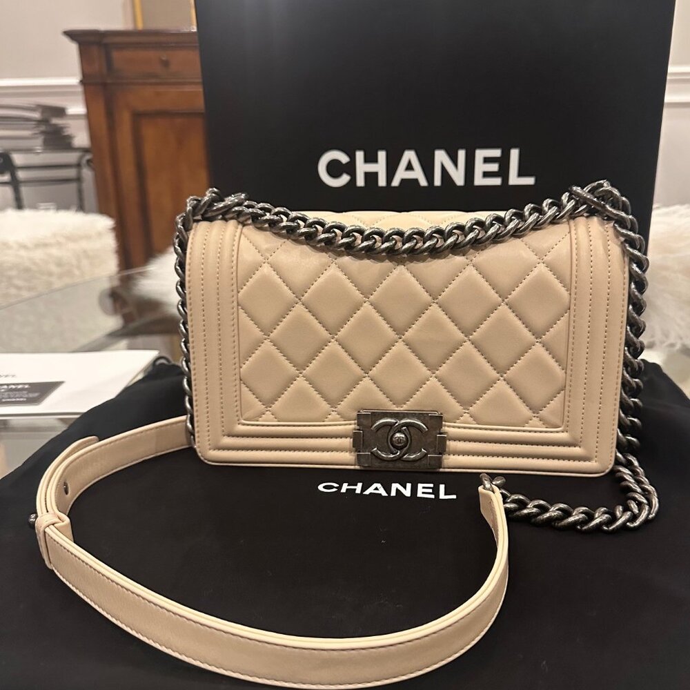 Chanel Medium Boy Handbag Beige